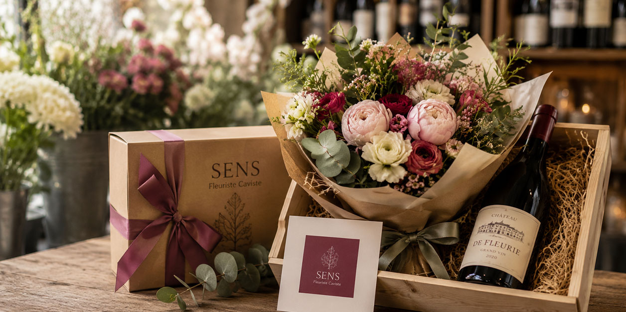 Le coffret fleurs et vin